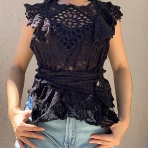 Free People Black Lace Blouse